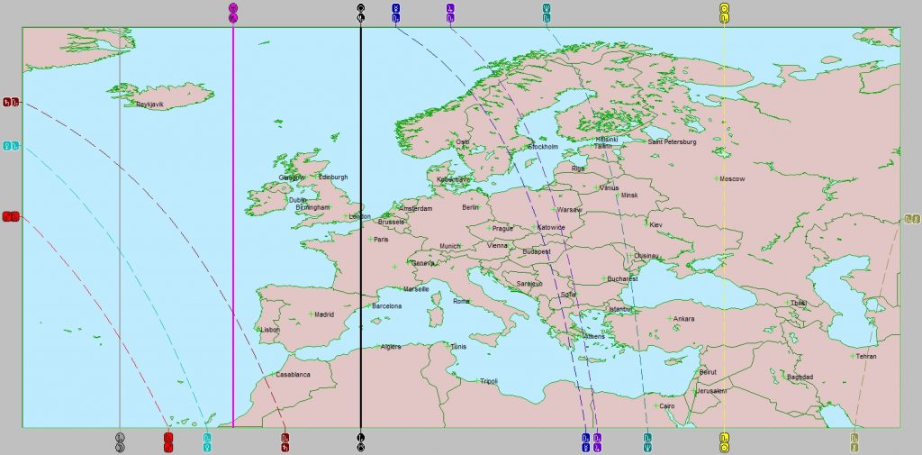 Map of Europe at Spring Equinox 2022